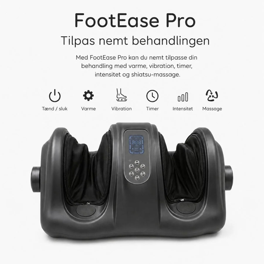 FootEase Pro fodmassager med varme, vibration, timer og shiatsu-massage