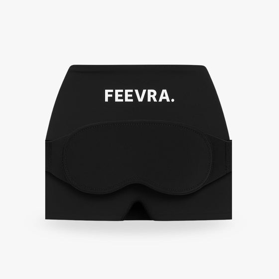 Feevra Migrænemaske i sort - todelt migrænemaske med kølegel og aftagelig 3D øjenmaske til lindring af migræne og hovedpine