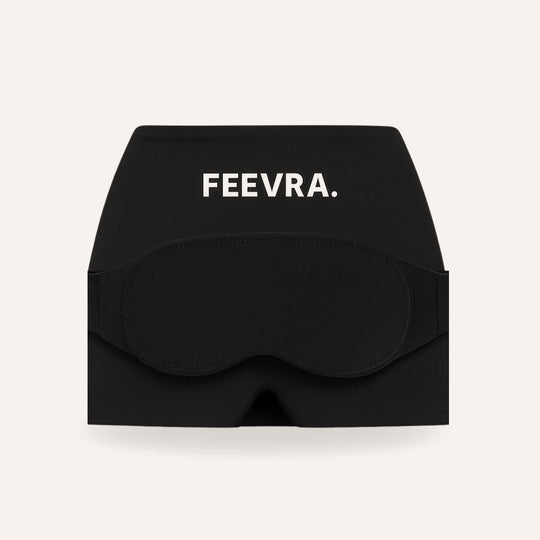 Feevra Todelt Kølemaske i sort med fleksibel kølende gelé